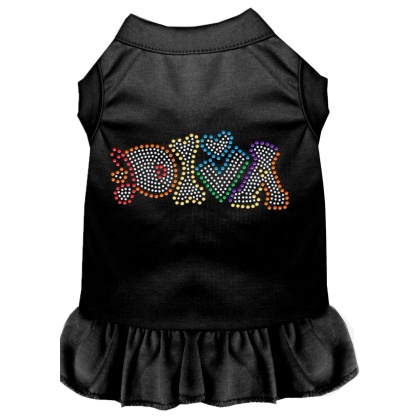 Technicolor Diva Rhinestone Pet Dress Black 4X