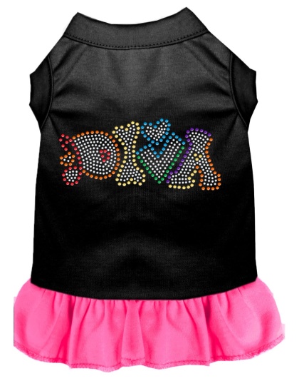 Technicolor Diva Rhinestone Pet Dress Black with Bright Pink Lg