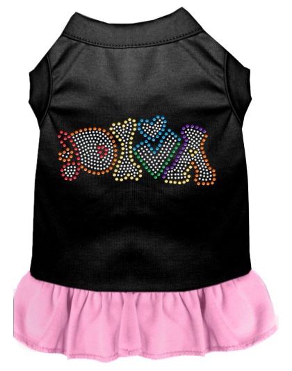 Technicolor Diva Rhinestone Pet Dress Black with Light Pink Lg