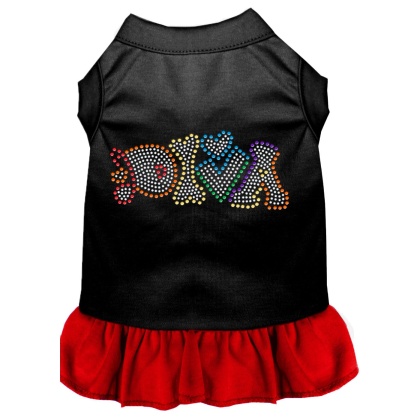 Technicolor Diva Rhinestone Pet Dress Black with Red Lg