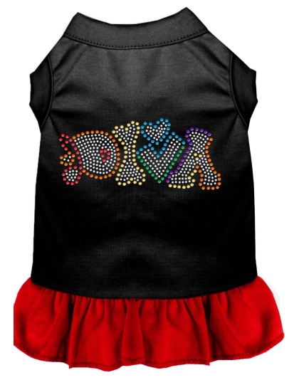 Technicolor Diva Rhinestone Pet Dress Black with Red Lg