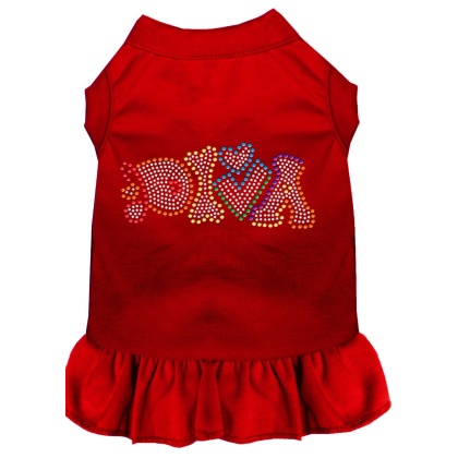 Technicolor Diva Rhinestone Pet Dress Red 4X