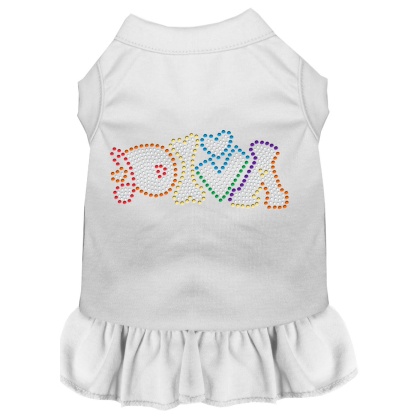 Technicolor Diva Rhinestone Pet Dress White 4X
