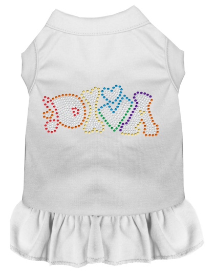 Technicolor Diva Rhinestone Pet Dress White 4X