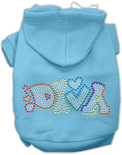 Technicolor Diva Rhinestone Pet Hoodie Baby Blue Lg