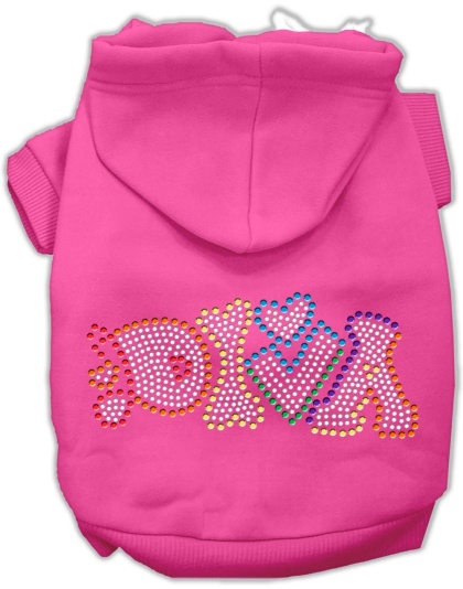 Technicolor Diva Rhinestone Pet Hoodie Bright Pink Lg