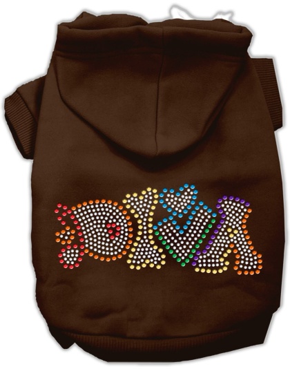Technicolor Diva Rhinestone Pet Hoodie Brown Lg