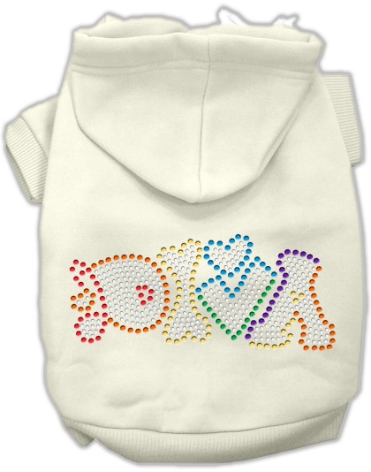 Technicolor Diva Rhinestone Pet Hoodie Cream Lg