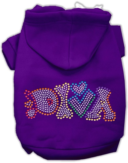 Technicolor Diva Rhinestone Pet Hoodie Purple Lg
