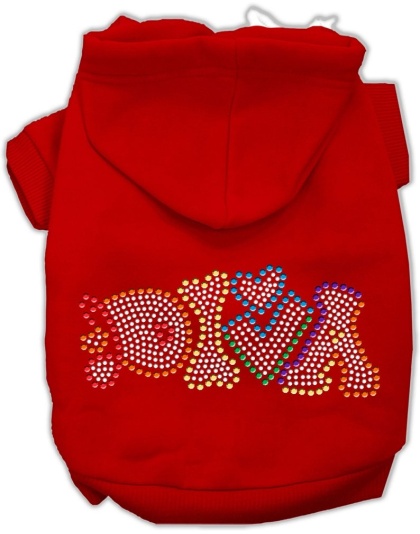 Technicolor Diva Rhinestone Pet Hoodie Red Lg