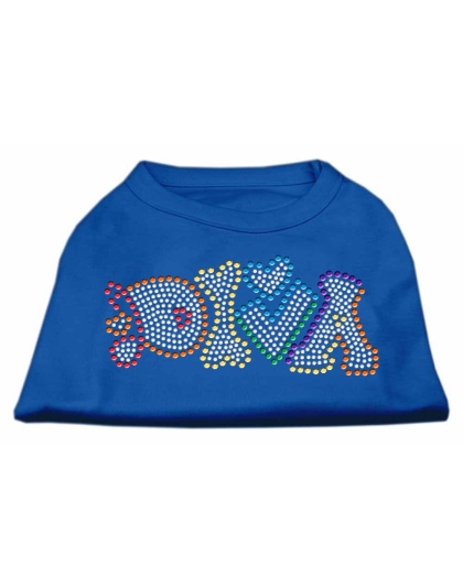 Technicolor Diva Rhinestone Pet Shirt Blue Lg