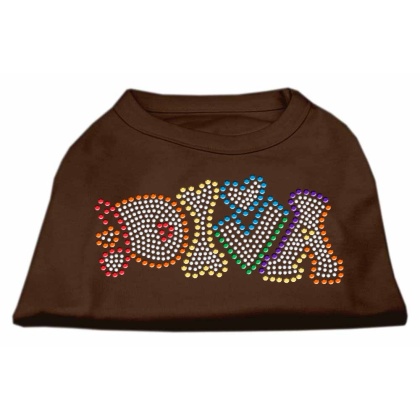 Technicolor Diva Rhinestone Pet Shirt Brown Lg