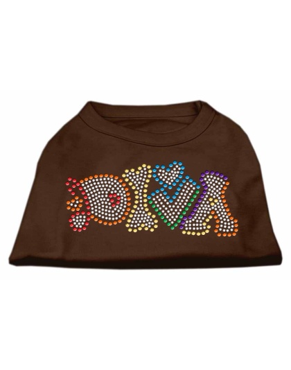 Technicolor Diva Rhinestone Pet Shirt Brown Lg
