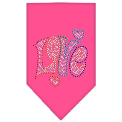Technicolor Love Rhinestone Pet Bandana Bright Pink Size Large