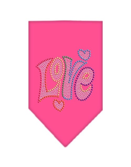 Technicolor Love Rhinestone Pet Bandana Bright Pink Size Large