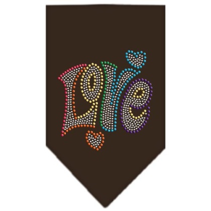 Technicolor Love Rhinestone Pet Bandana Cocoa Size Large