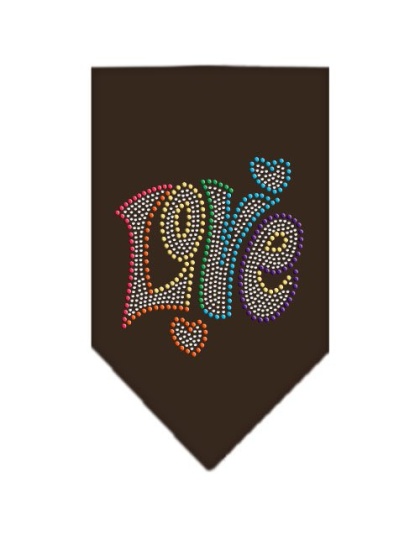 Technicolor Love Rhinestone Pet Bandana Cocoa Size Large