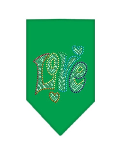 Technicolor Love Rhinestone Pet Bandana Emerald Green Size Large