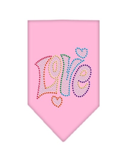 Technicolor Love Rhinestone Pet Bandana Light Pink Size Large