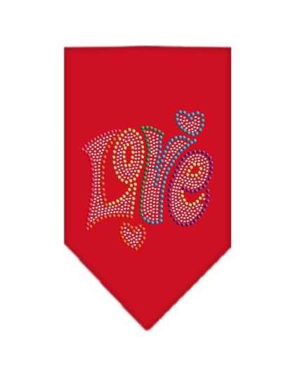 Technicolor Love Rhinestone Pet Bandana Red Size Large