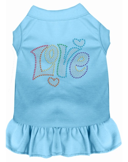 Technicolor Love Rhinestone Pet Dress Baby Blue 4X