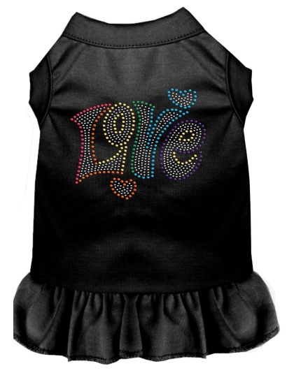 Technicolor Love Rhinestone Pet Dress Black 4X