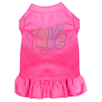 Technicolor Love Rhinestone Pet Dress Bright Pink 4X