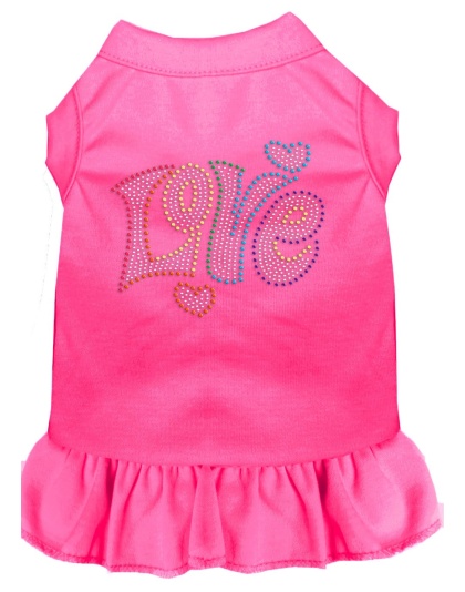 Technicolor Love Rhinestone Pet Dress Bright Pink 4X