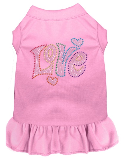 Technicolor Love Rhinestone Pet Dress Light Pink 4X