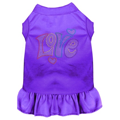 Technicolor Love Rhinestone Pet Dress Purple 4X