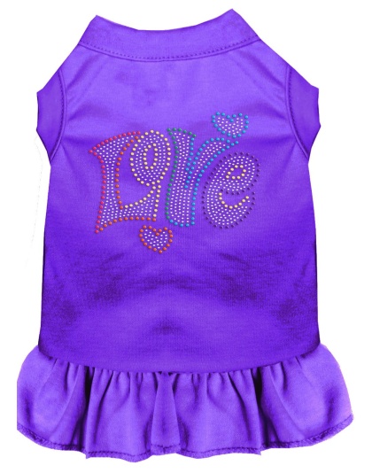 Technicolor Love Rhinestone Pet Dress Purple 4X