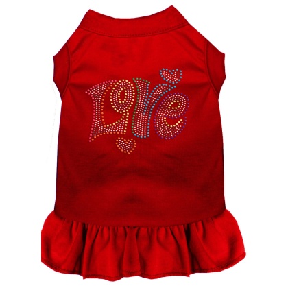 Technicolor Love Rhinestone Pet Dress Red 4X
