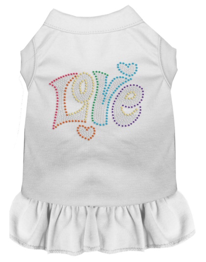 Technicolor Love Rhinestone Pet Dress White 4X