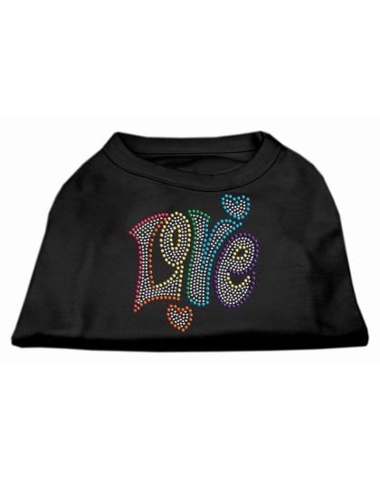 Technicolor Love Rhinestone Pet Shirt Black Lg