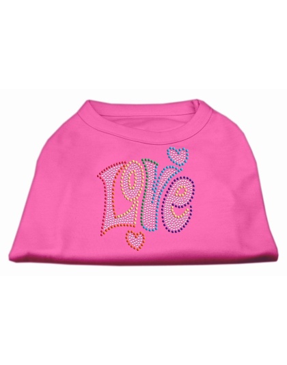 Technicolor Love Rhinestone Pet Shirt Bright Pink Lg