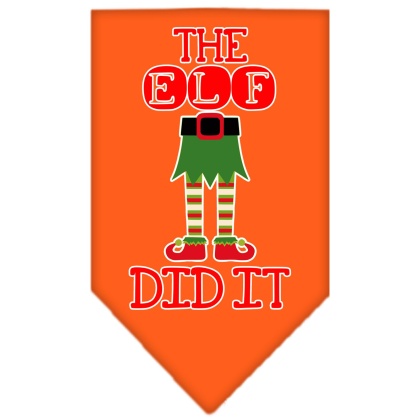 The Elf Did It Screen Print Bandana Orange Large