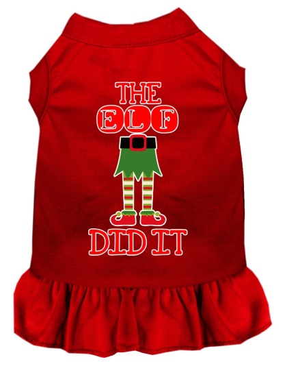 The Elf Did It Screen Print Dog Dress Red 4X