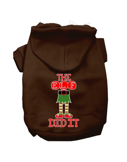 The Elf Did It Screen Print Dog Hoodie Brown L