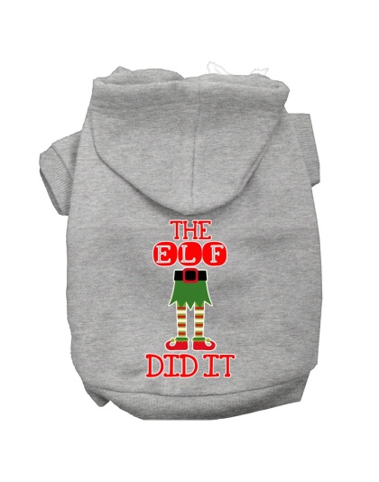 The Elf Did It Screen Print Dog Hoodie Grey L