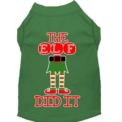 The Elf Did It Screen Print Dog Shirt Green Lg