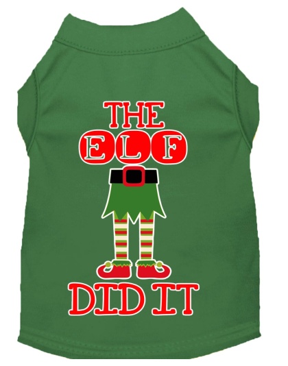 The Elf Did It Screen Print Dog Shirt Green Lg