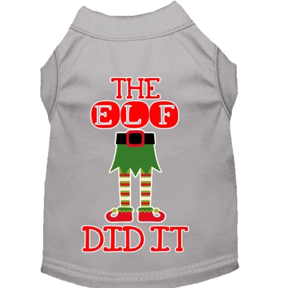 The Elf Did It Screen Print Dog Shirt Grey Lg