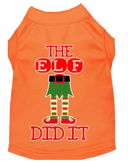 The Elf Did It Screen Print Dog Shirt Orange Lg