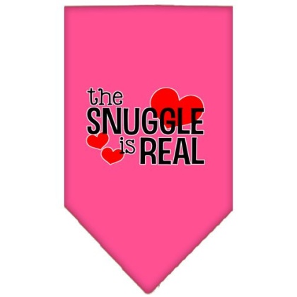 The Snuggle is Real Screen Print Bandana Bright Pink Large