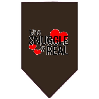 The Snuggle is Real Screen Print Bandana Cocoa Large