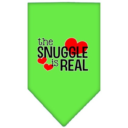 The Snuggle is Real Screen Print Bandana Lime Green Large