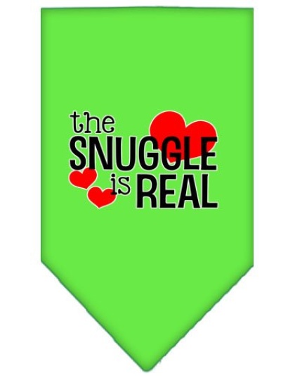 The Snuggle is Real Screen Print Bandana Lime Green Large