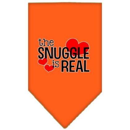 The Snuggle is Real Screen Print Bandana Orange Large