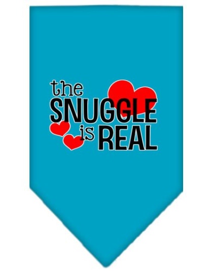 The Snuggle is Real Screen Print Bandana Turquoise Large