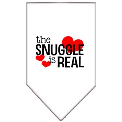 The Snuggle is Real Screen Print Bandana White Large